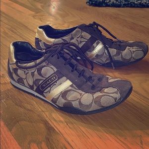 Brown Tab Gold Coach Katelyn sneakers-